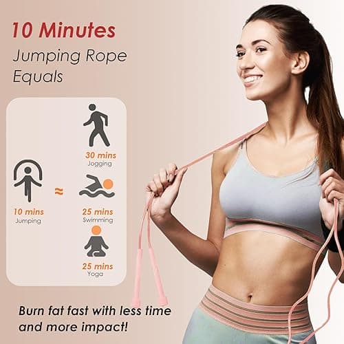 POCFOINY 2 Pack Jump Rope for Fitness, Speed Rope Skipping Rope for Men, Kids and Women, Jumping Rope for Workout, Tangle-Free PVC Long Jump Rope Set, Adjustable Exercise Jumping Rope Boxing for Adult - Black + Pink thumbnail 3