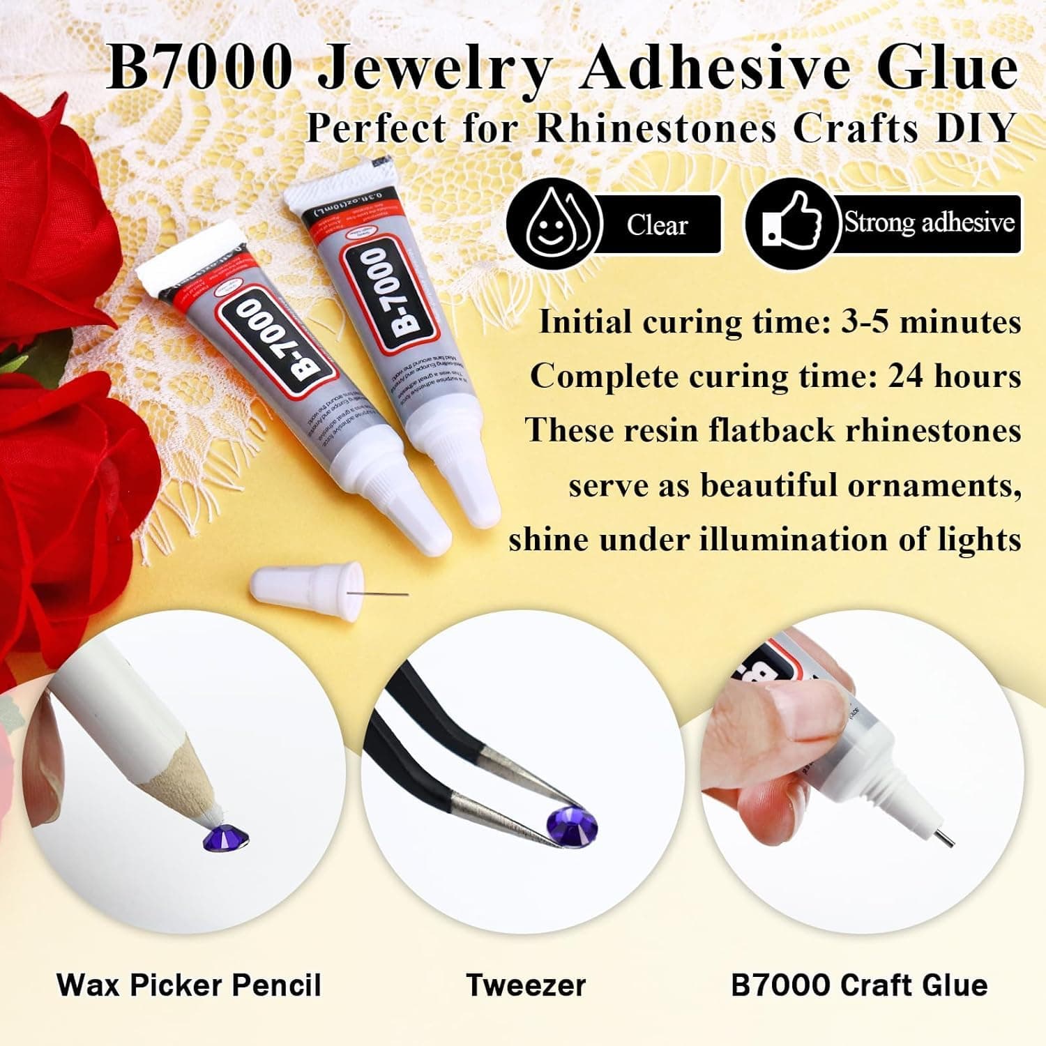 15000PCS 4MM Resin Jelly Rhinestones for Crafts Nails, 15 Colors SS16 Flatback Rhinestone Gems for Tumblers Mugs Crocs Shoes Graduation Cap Makeup, Bedazzling Kit with B7000 Glue thumbnail 3