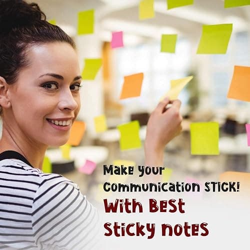 (24 Pads) Sticky Notes 3x3 in 100 Sheets/Pad, Self-Sticky Note Pads, 6 Bright Colors Super Sticky Pads - Easy to Post for School, Office Supplies, Desk Accessories thumbnail 4