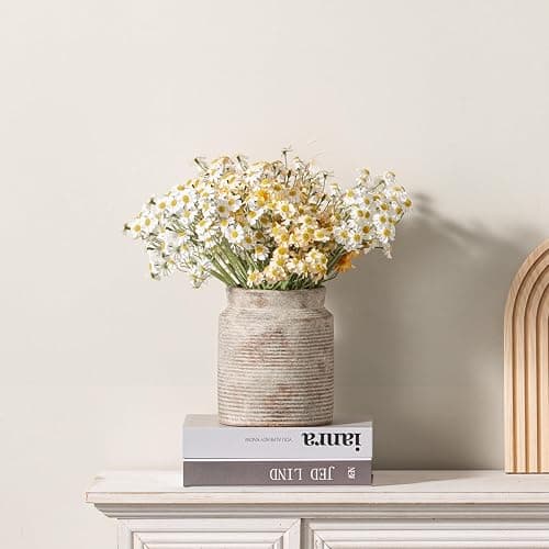 Rustic Utensil Holder for Kitchen Countertop - 6.5 inch Ceramic Utensil Crock Farmhouse Cooking Utensil Organizer for Spatula, Spoon (S-Rustic) thumbnail 6