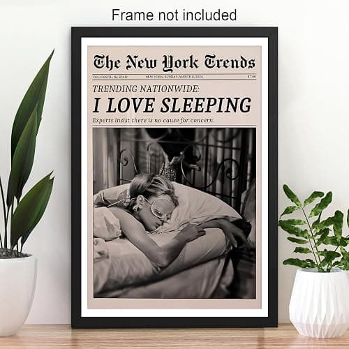 Retro Black and White Feminist Wall Art Newspaper Aesthetic Canvas Posters Vintage Funky Girl Sleeping Prints for Girly Dorm Bedroom Wall Decor 12x16in Unframed thumbnail 4