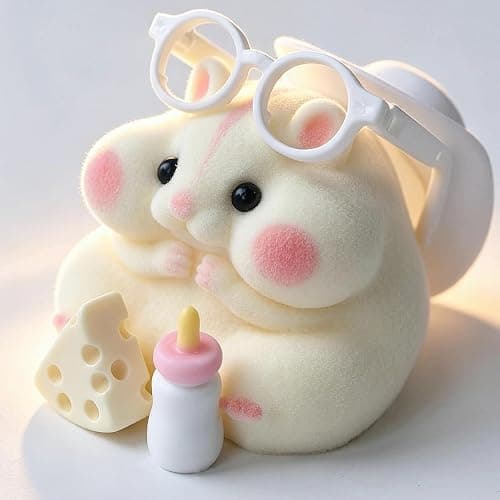 Handmade Taba Squishy Hamster Toy, Cute Squishy Stress Relief Fidget Toy | CUTE SQUEEZE Soft Non-toxic Silicone Butter Cheese Dumpling Squishy, Fuzzy Animal Sensory Toys for Kids Adults, White thumbnail 4