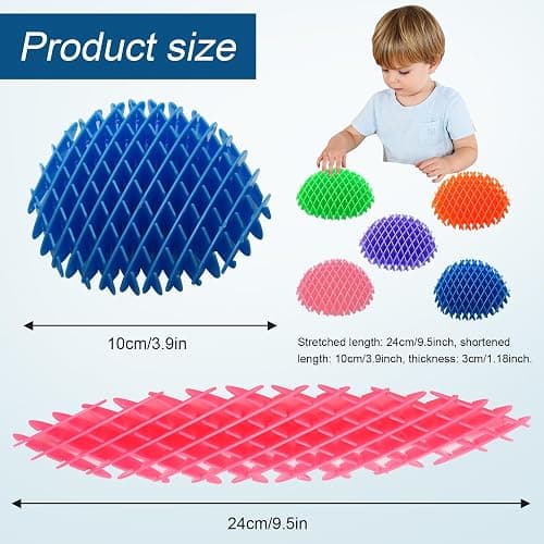5 Pack Mini Fidget Worm Toys for Kids 8-12, Elastic Mesh Stress Relief Sensory Toy, 3D Bulk Fidgets for Adults Party Favors thumbnail 2