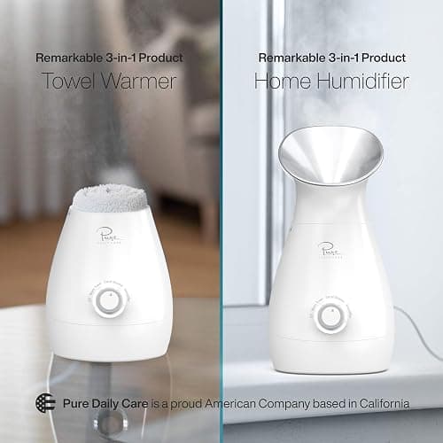Pure Daily Care NanoSteamer Large 3-in-1 Nano Ionic Facial Steamer with Precise Temp Control - Humidifier - Unclogs Pores - Blackheads - Spa Quality - Bonus 5 Piece Stainless Steel Skin Kit (Silver) thumbnail 6