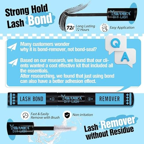 Yawamica Lash Clusters Kit 200D Fluffier Volume Cluster Eyelash Extensions Kit 10-20mm DIY Lash Extension Kit with Lash bond and Lash Remover and Lash Applicator for DIY Lash (200D-10-20MM Kit) thumbnail 3