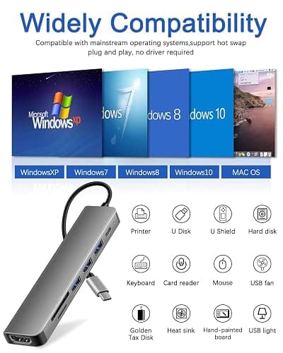 DEMKICO Hub USB C 7 en 1 Multiports avec 4K HDMI, USB-C PD, USB 3.0, Double USB 2.0 et SD/TF – Adaptateur USB C à HDMI Compact pour Ordinateurs Portables, Tablettes et Smartphones thumbnail 5
