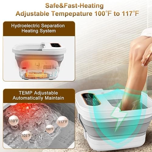 UNIFULL Collapsible Foot Spa Bath with Heat, Touch Screen, Remote Control, Massage Rollers, Timer, Bubble, Foot Pedicure Kit, Temperature Control Pedicure Foot Spa, Foot Bath thumbnail 4
