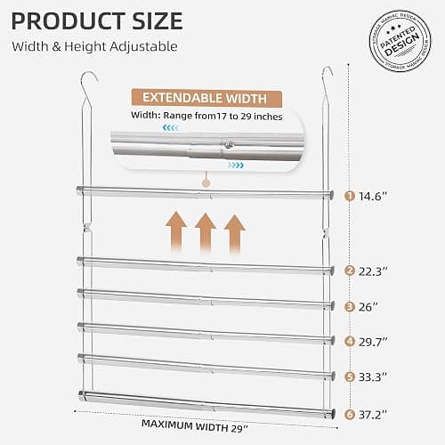 STORAGE MANIAC Hanging Closet Rod, Adjustable Width and Height Closet Hanging Organizer, Space-Saving Clothes Hanging Bar, Closet Extender Hanging Rod Double Closet Hanging Rod, 2 Pack Chrome thumbnail 3