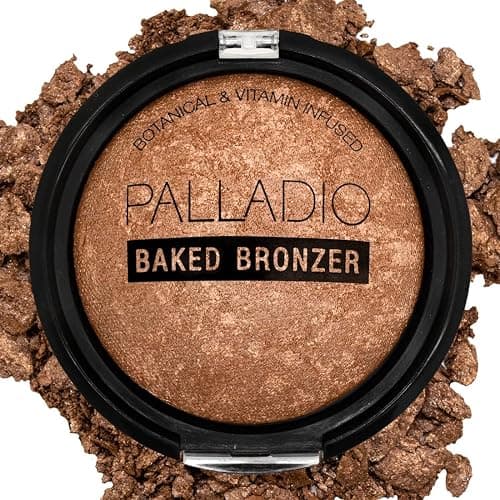 Palladio Baked Bronzer, Highly Pigmented and Easy to Blend, Shimmery Bronzed Glow, Use Dry or Wet, Lasts all day long, Provides Rich Tanning Color Finish, Powder Compact, Illuminating Tan - Image 1