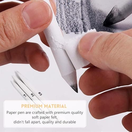 13 Pcs Blending Stumps For Drawing,Tortillions Set With Sandpaper Board,Professional Art Blenders & Sketch Drawing Tools For Shading,Blending Pencil Art Supplies Kit For Beginner,Students, Adults,Charcoal Pencil Drawing thumbnail 7