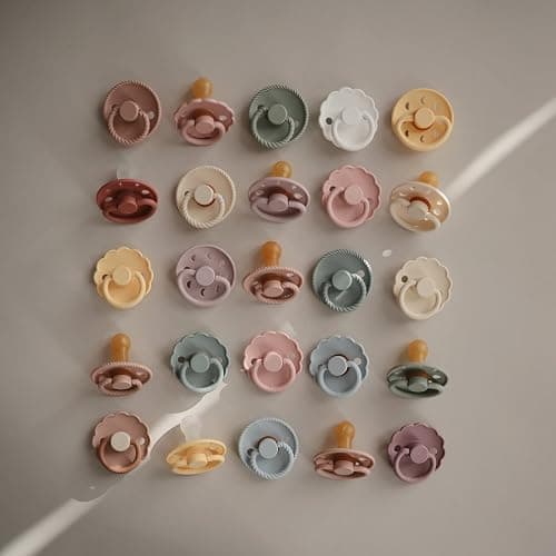 FRIGG Moon Natural Rubber Baby Pacifier | Made in Denmark | BPA-Free (Blush/Powder Blush, 0-6 Months) 2-Pack thumbnail 7