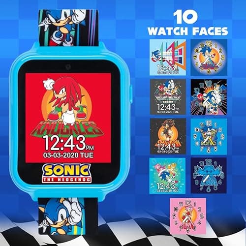 Sonic the Hedgehog Kids Smart Watch - Interactive Touchscreen with Games, Selfie Camera, Step Tracker, Alarm, and Printed Silicone Strap - Fits Wrists 5.5" to 8.0" thumbnail 3