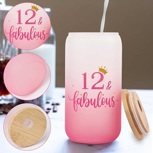 Nwvuop 12th Birthdays Gift for Girls 12 Year Old Girls Birthday Gifts Birthday Glass Cup 16oz. thumbnail 2