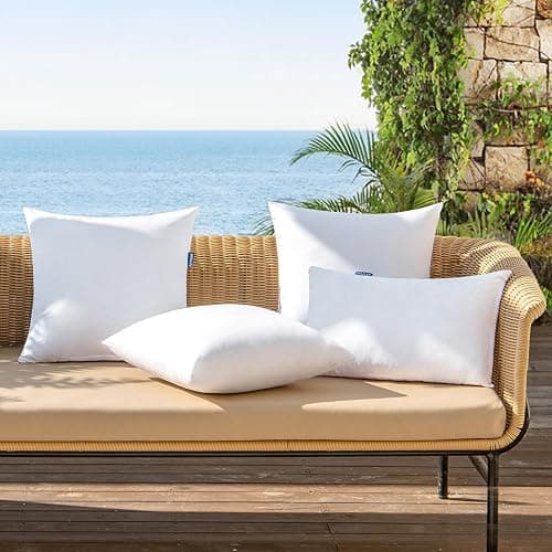 MIULEE Pack of 4 18x18 Outdoor Pillow Inserts, Water-Resistant Throw Pillow Inserts Decorative Premium Square Pillow Stuffer Sham for Porch Swing Couch Sofa Cushion Patio Furniture thumbnail 7