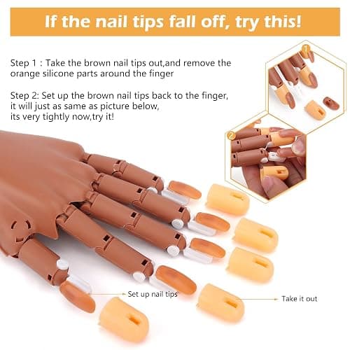 LIONVISON Practice Hand for Acrylic Nails, Flexible Nail Practice Hands Training Kits, Fake Manican Hands for Nails Practice, Movable Nail Maniquin Hand with 300PCS Nail Tips, File, Brush and Clipper - TypeA-nail hand with tools thumbnail 3