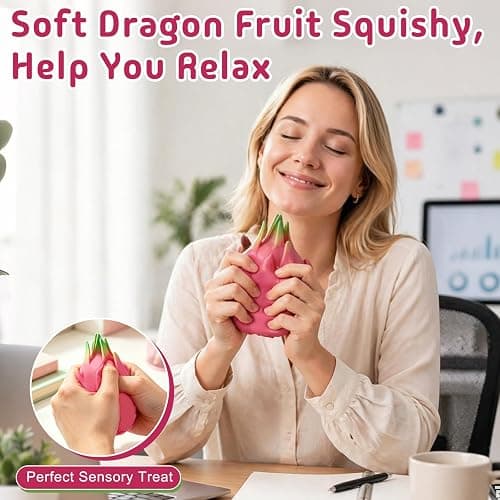 Dexspoeny Dragon Fruit Squishy, Realistic Squishys Dragon Fruit Slow Rising Fidget Toy Stress Ball, Soft Squeeze Squishy Stress Relieve Toy, Flexible Squeezable Decompression Gift for Adults thumbnail 4