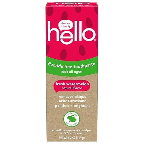 hello Kids Fluoride Free Toothpaste, Fresh Watermelon, 4.2 oz | For Kids of All Ages, Removes Plaque, Polishes and Brightens, Tastes Awesome, Vegan, Gluten Free, SLS Free thumbnail 8