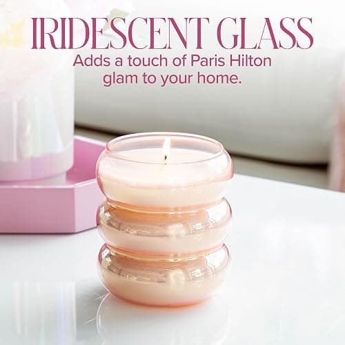 Paris Hilton Pink Spritz Scented Candle, Bubble Glass Vessel with Pink Iridescent Finish, Premium Plant Wax Blend, Cotton Wick, 18-Ounce thumbnail 4