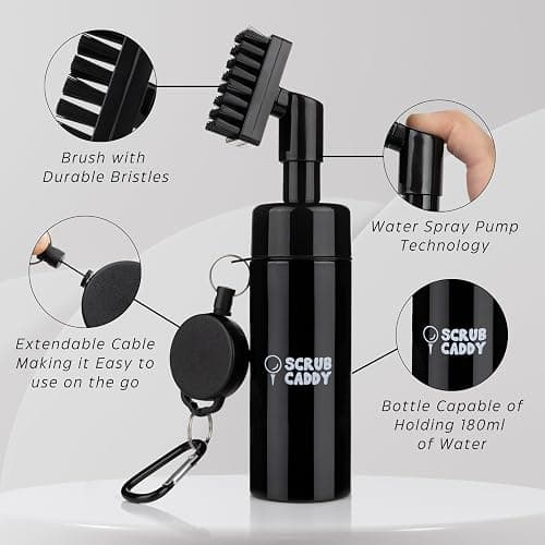 Golf Club Cleaner Brush with Built-In Water Spray - 180ml Storage & 60cm Extendable Cable. Golf Club Cleaner for Efficient Cleaning. Excellent Golf Gift for Men - Golf Accessories - Golf Brush thumbnail 4