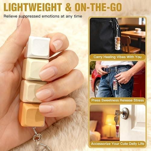 2 Pack Slient and Clicky Keyboard Fidget Toy – Creamy, Stress Relief Fidget Clicker Keychain,Quiet Anxiety Toys for Adults at Work, Travel, Home – Anxiety Relief & Focus Boost thumbnail 5