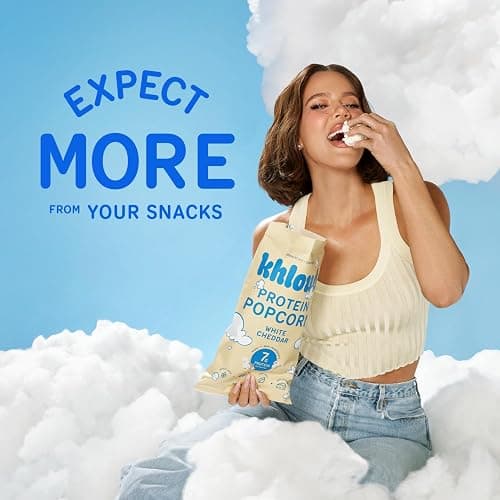 Khloud Protein Popcorn - White Cheddar - 7g Protein Snacks for Adults & Kids - Flavored Popcorn Made with Real Ingredients & Milk Protein Isolate - Non-GMO, Gluten-Free, Kosher, 4oz, 4pk thumbnail 6