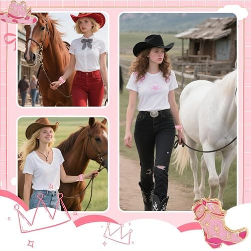 cnomg Western Cowgirl Bracelets Cowgirl Beaded Stretch Bracelets for Women Summer Beach Jewelry Accessories Christmas Birthday Gifts thumbnail 4