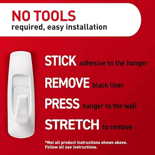 Command Large Utility Hooks, Damage Free Hanging Wall Hooks with Adhesive Strips, No Tools Wall Hooks for Hanging Back to School Dorm Organizers, 7 White Hooks and 12 Command Strips thumbnail 6