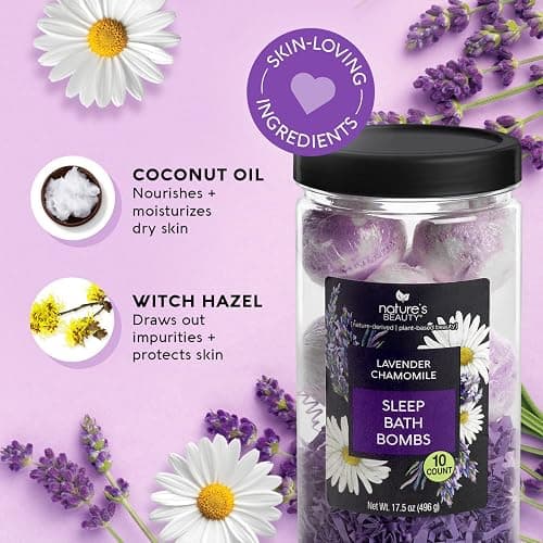 Nature’s Beauty Lavender Chamomile Sleep Bath Bomb Gift Set - Relaxing Spa Soak with Coconut Oil & Witch Hazel - Vanilla Citrus Scent - 2 Pack, 17.5 oz thumbnail 2