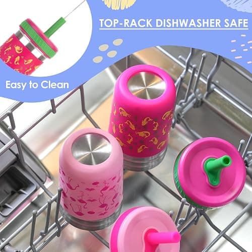 Sursip Stainless Steel Toddler Cups with Straws and Lids, Spill Resistant Sippy Cup Kids Tumbler with Silicone Straws for Smoothie, Drinking, Snacks, BPA-Free, Dishwasher Safe - 10 oz (4 Packs) thumbnail 8