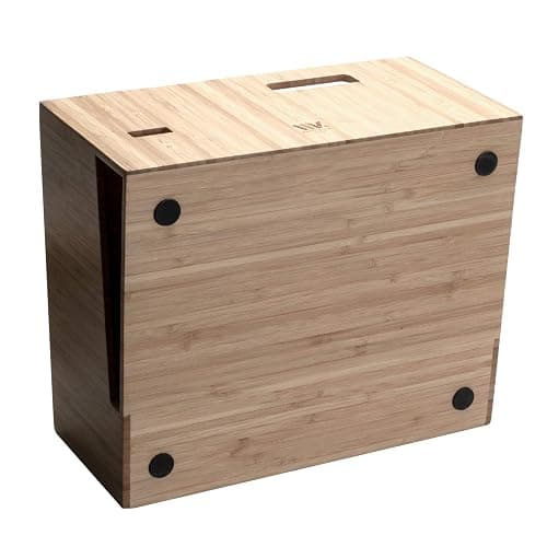 MobileVision Bamboo Telephone Stand With Drawer Paper Tray & Pencil Holder Storage Solution for office products pens scissors staplers notepads business cards & more - Bamboo Stand + Drawer + Tray thumbnail 6