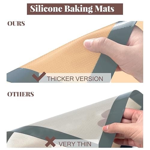 Silicone Baking Mat, 3 Pack Reusable Baking Mat, Non-Stick, Food Safe Silicone Mats for Baking, Oven Baking Sheet for Making Cookies, Macaroons, Bread thumbnail 7