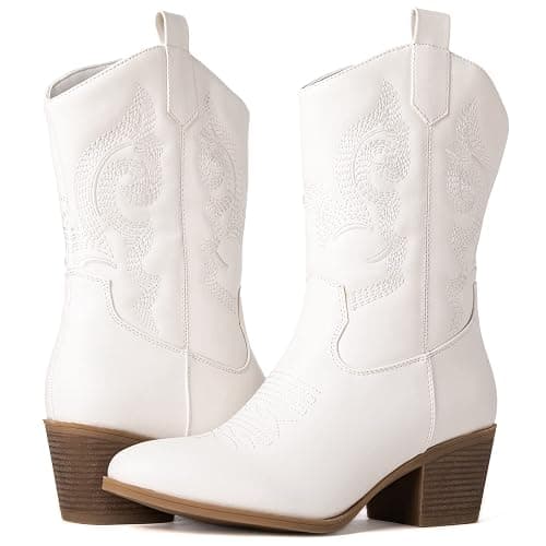 GLOBALWIN Women's Mid Calf The Western Cowgirl Boots Fashion Cowboy Boots For Women Chunky Low Heel thumbnail 2