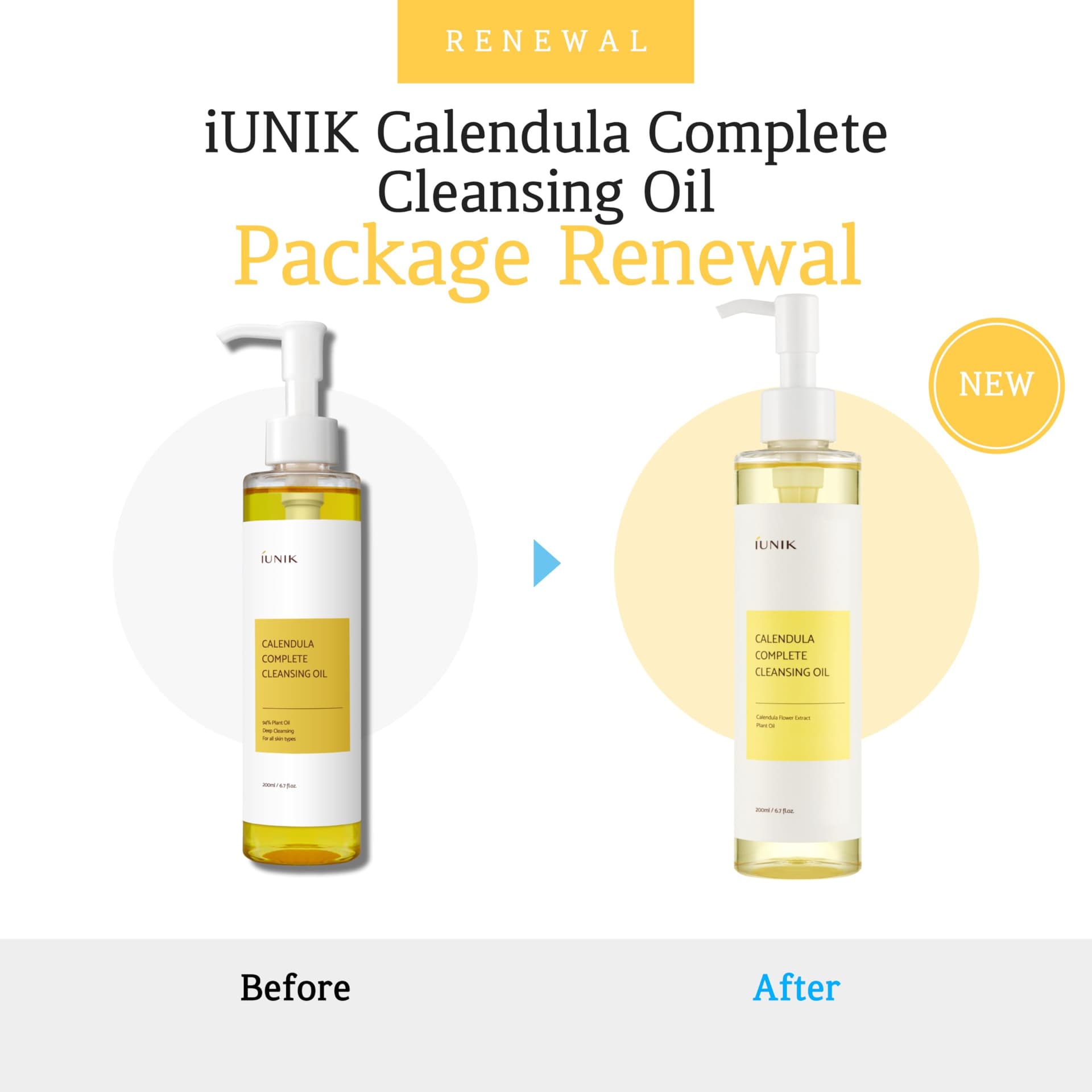IUNIK Calendula Complete Deep Vegan Cleansing Oil 94% Plant-based Oils Blackhead Melting Makeup Remover Mascara Sunscreen Eyeliner Facial Cleanser - Dry Oily Acne-Prone Sensitive Skin Korean Skincare thumbnail 2