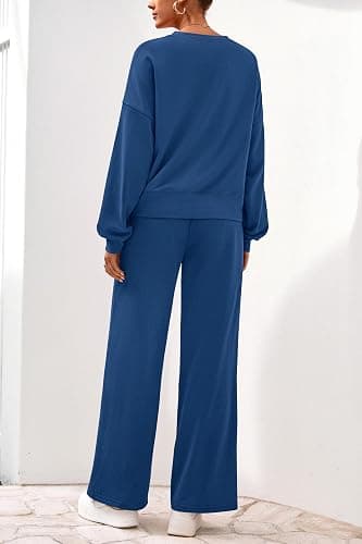 PRETTYGARDEN Women 2 Piece Outfits 2025 Fall Sweatsuits Crewneck Sweatshirt Wide Leg Sweatpants Lounge Sets Tracksuit thumbnail 5