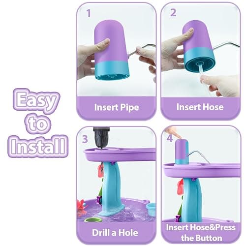 Intoypad Water Table Pump, Battery Powered Water Pump for Kids 3 Hours Non-Stop Fun Summer Outdoor Water Play Table Accessories for Step2 Water Table Toys for Kids Toddlers Purple thumbnail 5