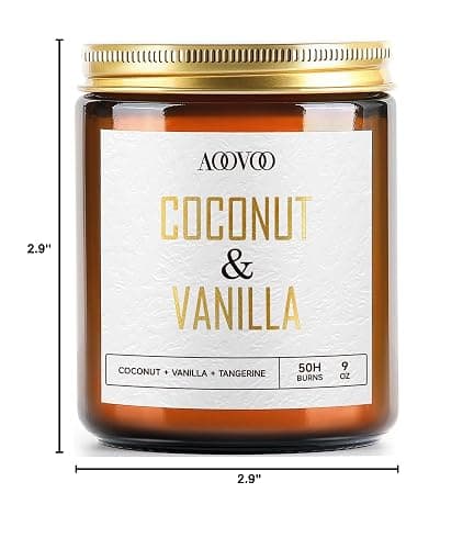 AOOVOO Coconut Vanilla Candles - 9 oz Scented Candles, Aromatherapy Candle, Soy Candle for Home Scented thumbnail 3
