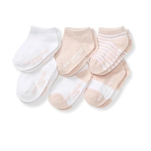 Burt's Bees Baby Baby Girls' Ankle Socks with Non-Slip Grips (6-Pack) - Image 1