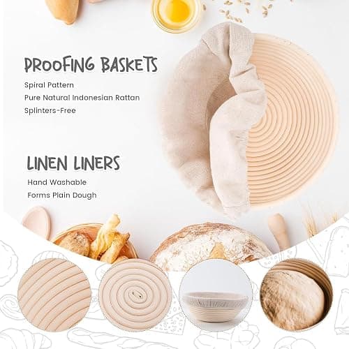 DOYOLLA Mini Bread Dough Proofing Basket & Liner (Set of 6, 5 inch), Sourdough Bread Bakery Bowls for Professional & Home Bakers thumbnail 4