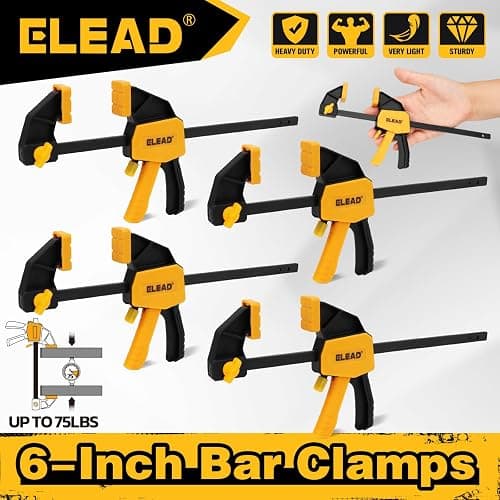 6" Mini Bar Clamps for Woodworking, 4-Piece One-Handed F Clamp/Spreader, 75LBS Load Limit Wood Clamp, Quick Release Grip Clamps for Table Wood Working, Light-duty Tools thumbnail 9