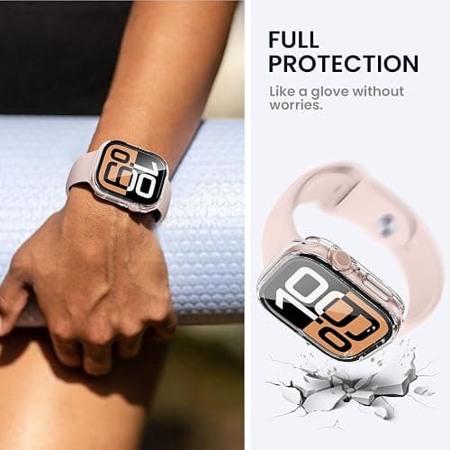 Tensea (2 in 1) for Waterproof Apple Watch Screen Protector Case Series 11/10 42mm Accessories, 360 Front and Back, iWatch PC Face Cover with Tempered Glass for Women Men, 42 mm thumbnail 5