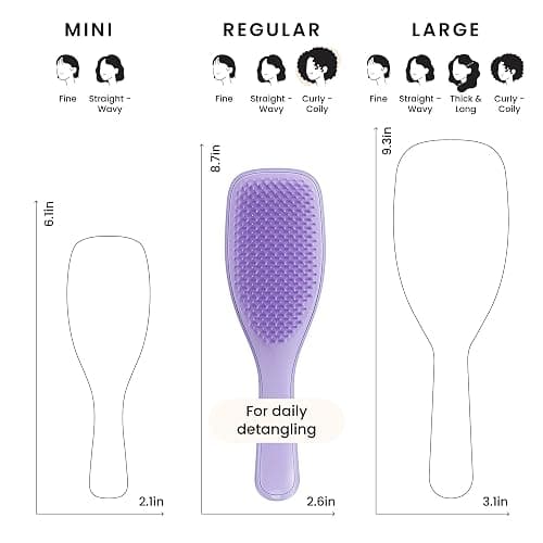 Tangle Teezer Ultimate Detangler Curly Hair Brush, Dry & Wet Hairbrush, Reduces Frizz & Breakage, for 3C to 4C Curly Hair Types, Purple Passion thumbnail 8