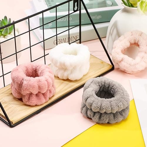 Chuangdi 4 Pairs Wrist Bands for Washing Face Wrist Spa Microfiber Wash Towel Band Scrunchies Absorbent Wristbands Sweatband for Women Prevent Liquid from Spilling(Stylish Colors) thumbnail 7