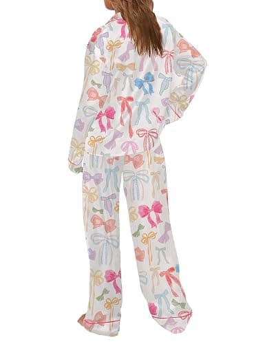 SHESHOW Satin Pajamas for Women Set Long Sleeve Button Down Sleepwear 2 Piece Nightwear Women Pjs Sets Size XS-XXL thumbnail 4