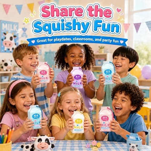 4Pack Milk Bottle Squishy Fidget Toys , Kawaii Keychain Squeeze Squishies Toys for Adults Stress Relief, Cute Sensory Aesthetic Bag Charm, Novelty Party Favors Goodie Bag Stuffers Gifts thumbnail 2