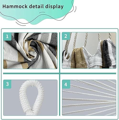 Hammock Chair with Stand,Hammock Chair Stand with Hanging Swing Chair Included,Weather Resistant Hammock Stand Max 450 Lbs,Saving Space Swing Stand for Indoor Outdoor Patio Yard Patented(Coffee) thumbnail 4