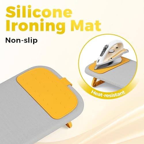 KINGBOARD Tabletop Ironing Board with Iron Holder, 12" x 32" Small Ironing Board with Ironing Mat, Foldable Mini Iron Board, Easy Storage for Travel & Dorm, Grey thumbnail 6