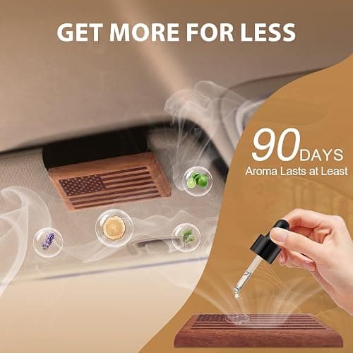 AirPurelle Car Air Freshener with Metal Clip Wood Air Freshener, 90 Days Long Lasting Citrus Musk Scent, Includes 2x 8ML Refills, 0.54 FL OZ, Made in USA, Car Auto Accessories thumbnail 2