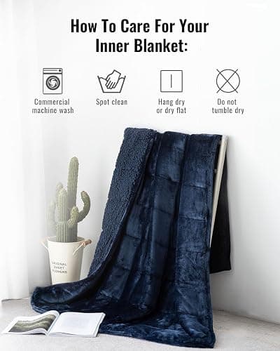 Sivio Weighted Blanket for Adult, 15lbs Sherpa Fleece Heavy Blanket Warm and Cozy Fluffy Throw, 60x80 Inch, Navy Blue thumbnail 9