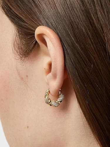 Chunky Gold Hoop Earrings for Women, 14k Gold Plated Thick Triple Hoop Earrings Hypoallergenic Trendy Chunky Gold Hoops Earrings Dainty Jewelry Gifts for Women thumbnail 3