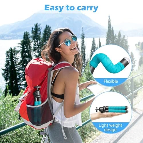 Ubeesize Portable Tripod Stand with Wireless Remote & Clip, Flexible Phone Holder for Video Recording (Blue) thumbnail 6